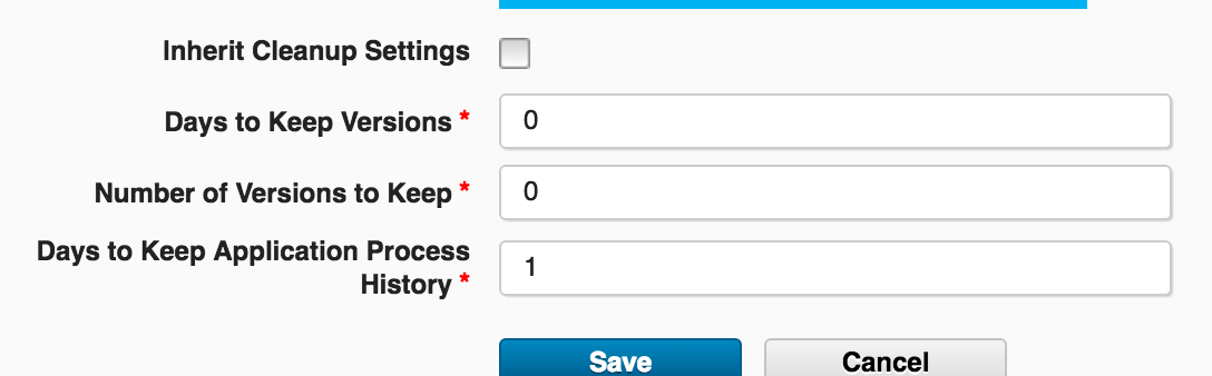 Per Environment Settings for Process History Cleanup